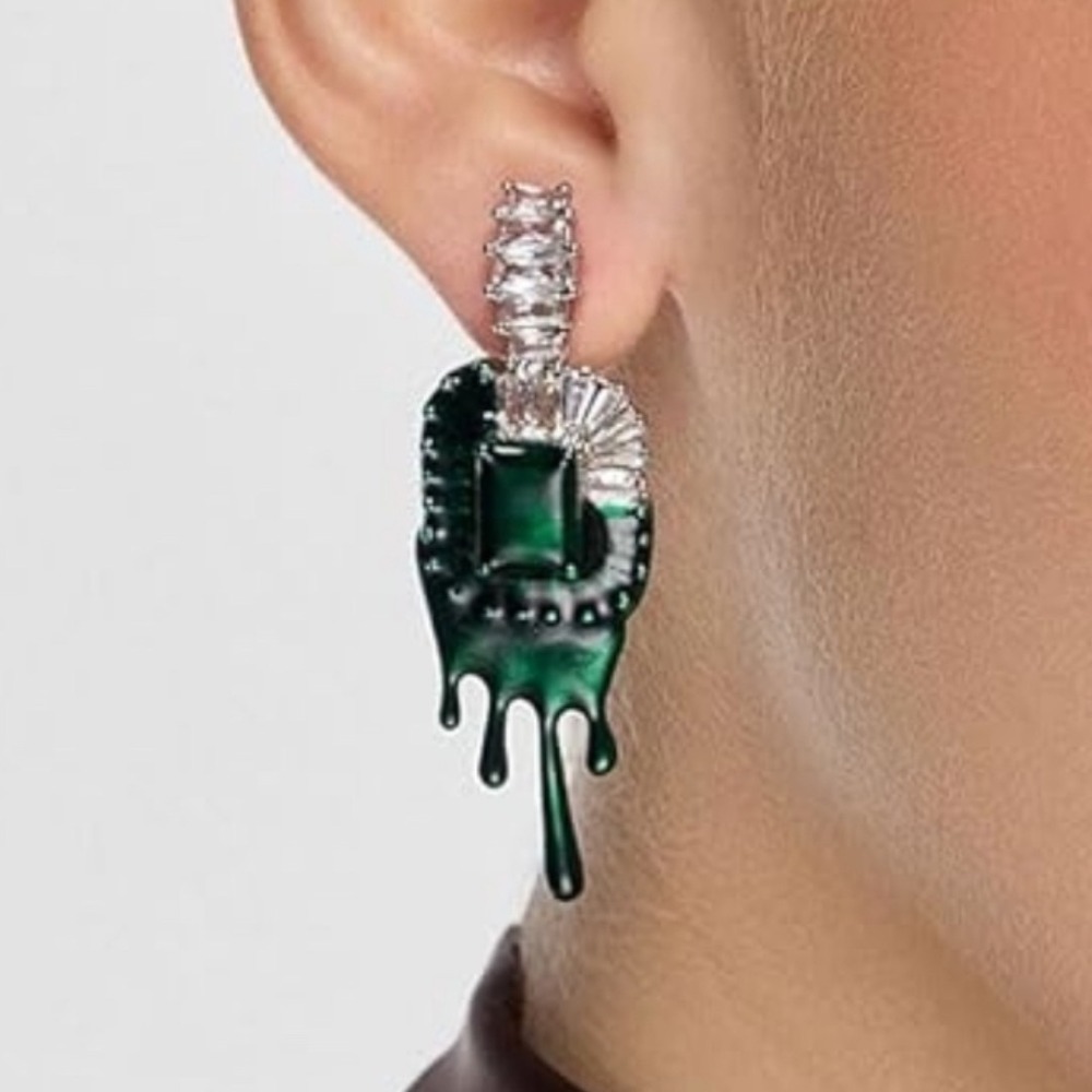 8 Other Reasons Wicked Flying Free Droplet Earrings Emerald Green NEW Revolve